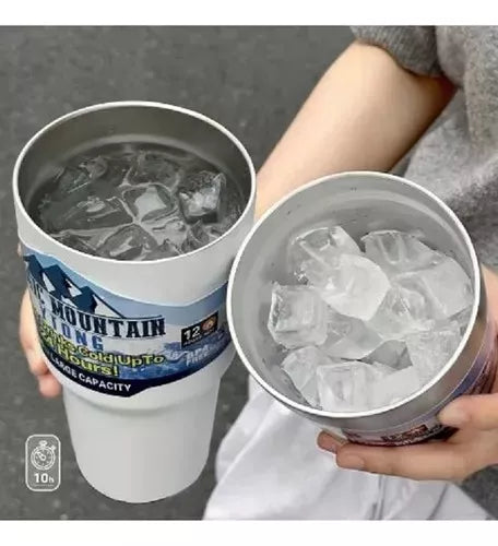 Copo Térmico Camada Dupla Aço Inoxidável Momento Mágico para se Deliciar com seu CHOPP 990ml Com Canudo